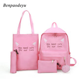 Girls School Backpack Kids 3pcs/set Letters Printing Women Bags