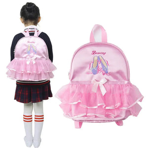 Kids Pink Ballerina Dance Bag Ruffle Tutu Schoolbag