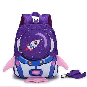 Children Cartoon Rocket Backpack Kindergarten Anti-lost Schoolbag