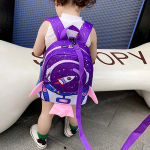 Children Cartoon Rocket Backpack Kindergarten Anti-lost Schoolbag