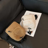 Kids Plush Solid Backpack Shoulder Bag Rucksack