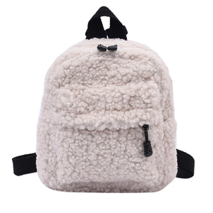 Kids Plush Solid Backpack Shoulder Bag Rucksack