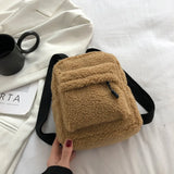 Kids Plush Solid Backpack Shoulder Bag Rucksack