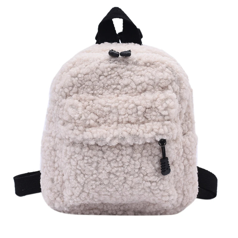 Kids Plush Solid Backpack Shoulder Bag Rucksack