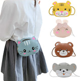 Kids Cartoon Animal Shoulder Bag Round Zipper Crossbody Handbag