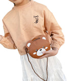 Kids Cartoon Animal Shoulder Bag Round Zipper Crossbody Handbag