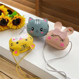 Kids Cartoon Animal Shoulder Bag Round Zipper Crossbody Handbag