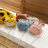 Kids Cartoon Animal Shoulder Bag Round Zipper Crossbody Handbag