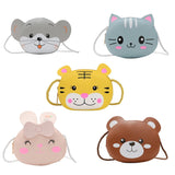 Kids Cartoon Animal Shoulder Bag Round Zipper Crossbody Handbag