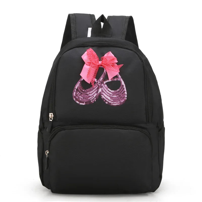 Girls Sequin Bow Latin Ballet Dance Bag School Backpack
