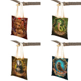 Kids Eco Canvas Tote Bag Cartoon Animal Lady Shopper Shoulder Bag