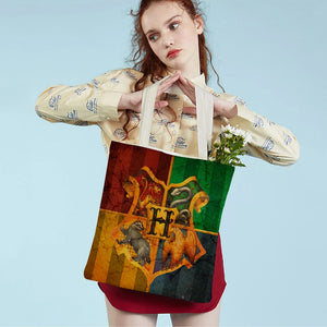 Kids Eco Canvas Tote Bag Cartoon Animal Lady Shopper Shoulder Bag