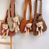 Kids Coin Purse Bag Hobos Mini Small Cartoon Animal Knitting Bear