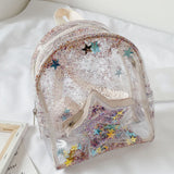 Kids Glitter Stars Backpack PVC Shoulder School Bags Boys Girls Travel