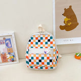 Kids Plaid Backpack Cartoon Student Shoulder Bag