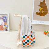 Kids Plaid Backpack Cartoon Student Shoulder Bag