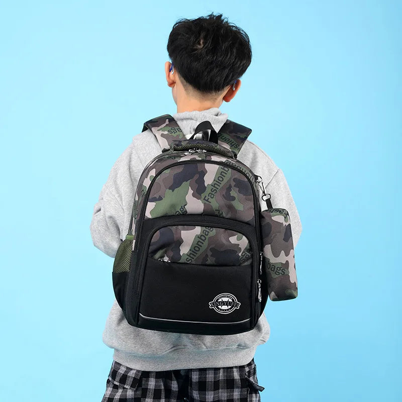 Boys Waterproof Camouflage Backpack for School