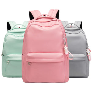 Waterproof Nylon Girls School Backpack Teenager Bag with Lovely Doll Zipper