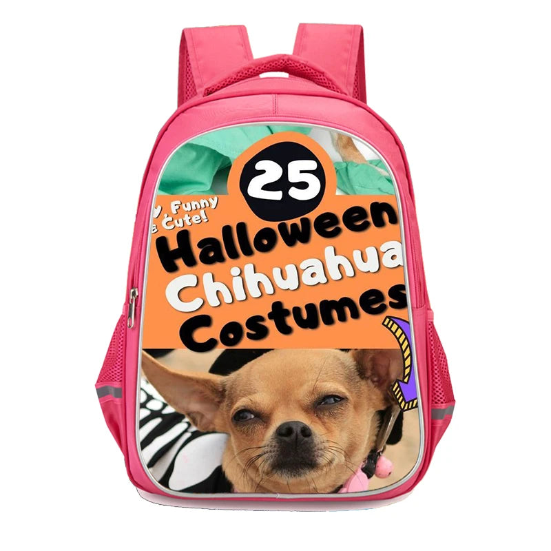 Chi Huahua Print Backpack For Girls Waterproof Book Bag