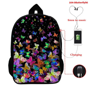 3D Butterfly Backpack High Capacity Girls School Bag