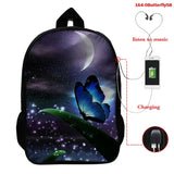 3D Butterfly Backpack High Capacity Girls School Bag
