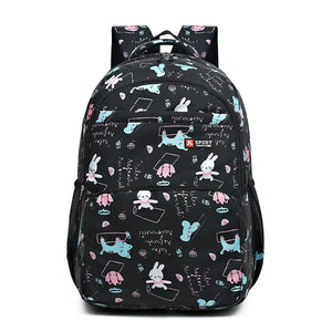 Girls Waterproof School Backpack Cartoon Rabbit Print Kids Book Bag Mochila
