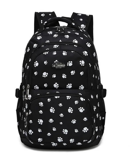 Cartoon Bear Paw Print Waterproof School Backpack for Girls