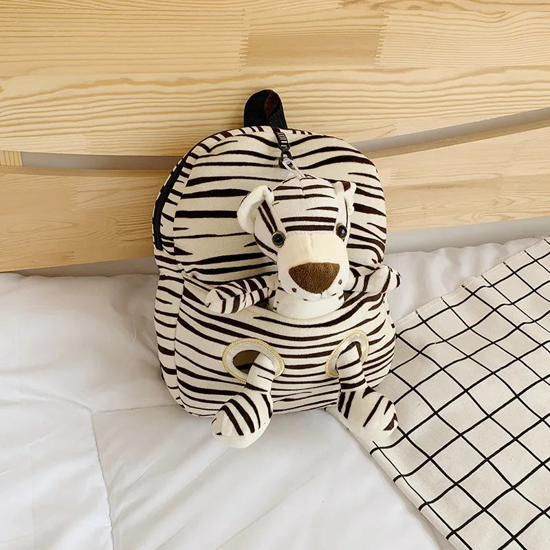 Kids Cartoon Print Plush Backpack for Boys and Girls