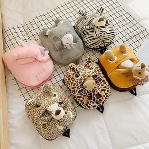 Kids Cartoon Print Plush Backpack for Boys and Girls