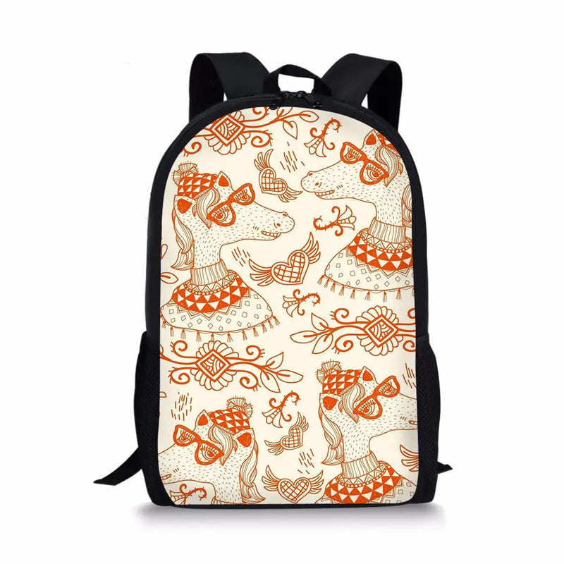 Unicorn Floral Horse Pattern School Backpack for Kids