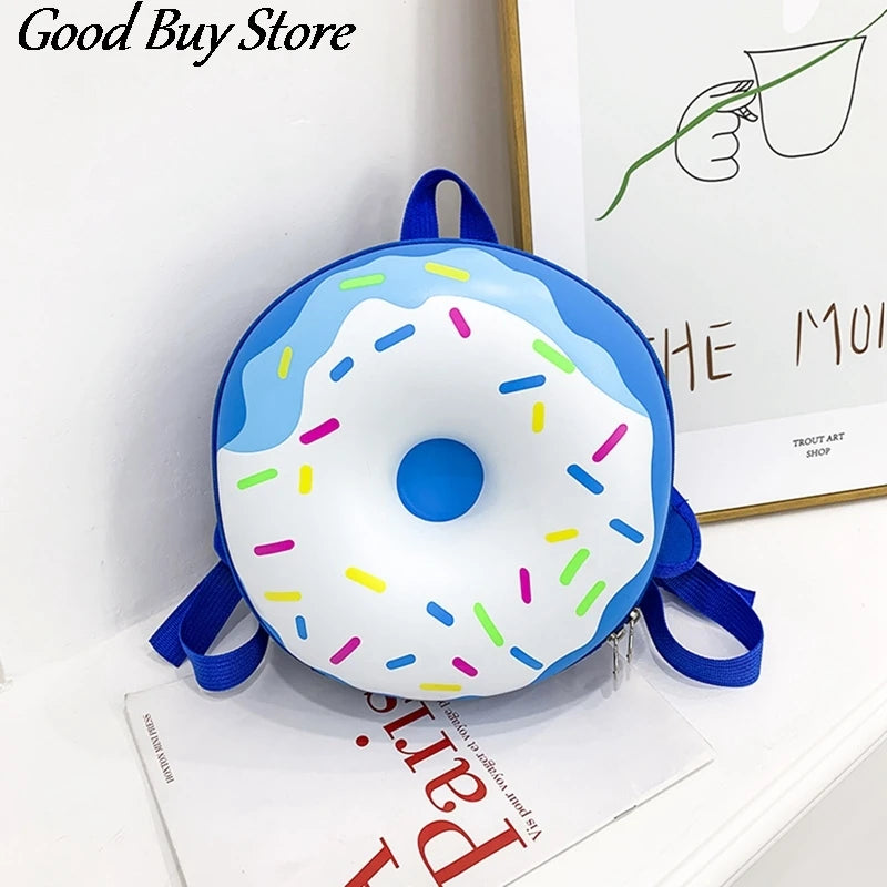 Donuts Shape School Bag for Kids, PU Leather Backpack, Cute Satchel