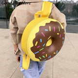 Donuts Shape School Bag for Kids, PU Leather Backpack, Cute Satchel