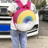Donuts Shape School Bag for Kids, PU Leather Backpack, Cute Satchel