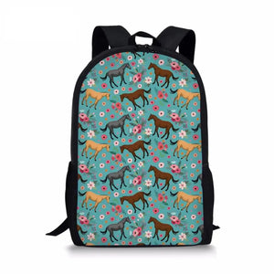 Children School Bags Girls with Cartoon Quarter Horse Animals Kids Backpack