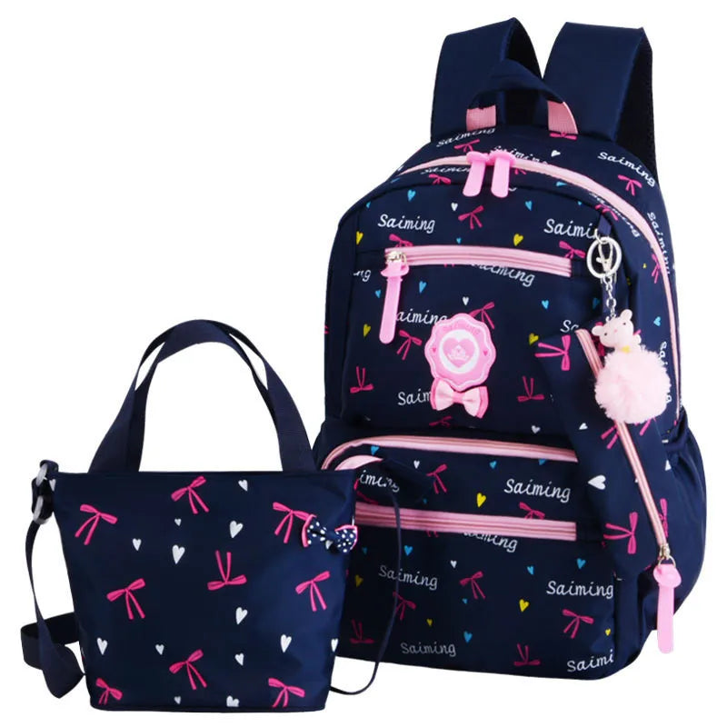 Girls Printing School Backpacks 3pcs/Set Kids Travel Shoulder Bag