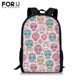 Skull Print School Backpack for Girls Boys