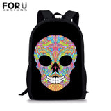 Skull Print School Backpack for Girls Boys