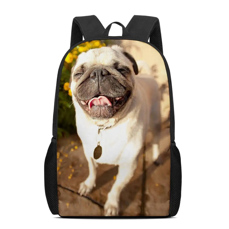 Children School Bags Pug Dog 3D Prints Back Pack