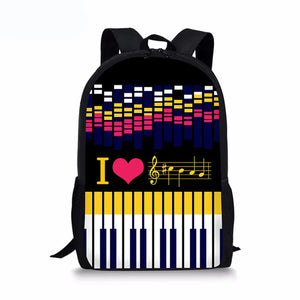 Piano Print Kids Schoolbag Toddler Boy Girl Mini Backpack Bookbag