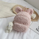Kids Winter Rabbit Bear Shaped Shoulder Backpack