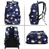 Reflective School Backpack USB Charging Waterproof Bag