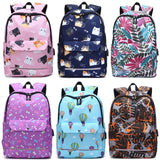 Reflective School Backpack USB Charging Waterproof Bag