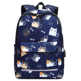 Reflective School Backpack USB Charging Waterproof Bag