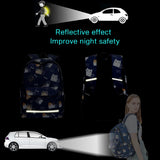 Reflective School Backpack USB Charging Waterproof Bag