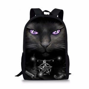 Kids Backpack Gothic Cats Prints School Bag