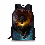 Fantasy Wolf Pattern Kids School Book Bags