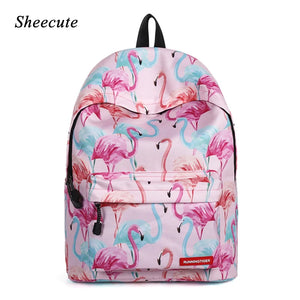 Pink Flamingo Printed Backpack for Girls