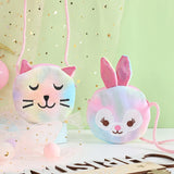 Child Colorblock Rainbow Mini Plush Bag Animal Shoulder Purse