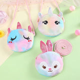Child Colorblock Rainbow Mini Plush Bag Animal Shoulder Purse