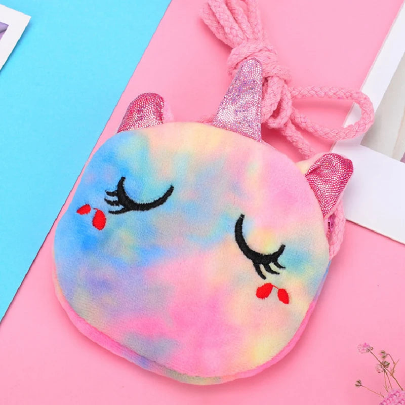 Child Colorblock Rainbow Mini Plush Bag Animal Shoulder Purse